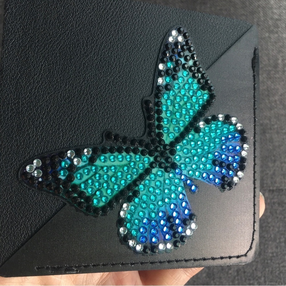 Diamond Art Butterfly Corner Bookmark, Colorful, Sparkly, Bling (TEAL/BLACK) - Picture 7 of 17